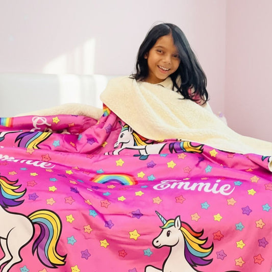Personalized Kids Unicorn Blanket with Name