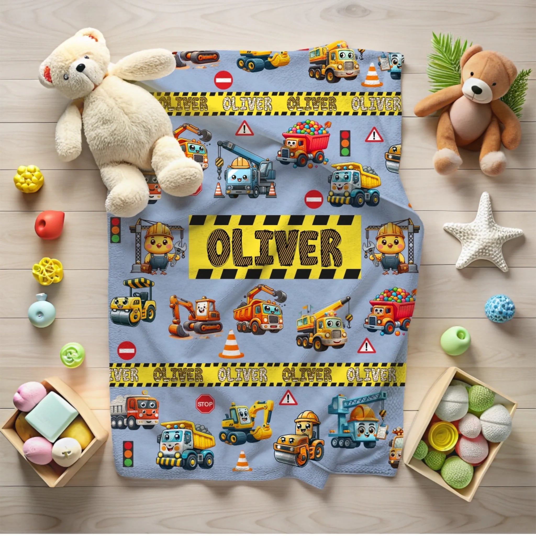 Construction Vehicle Blanket - Light Steel Blue 2
