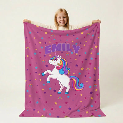 Emily with magical unicorn blanket