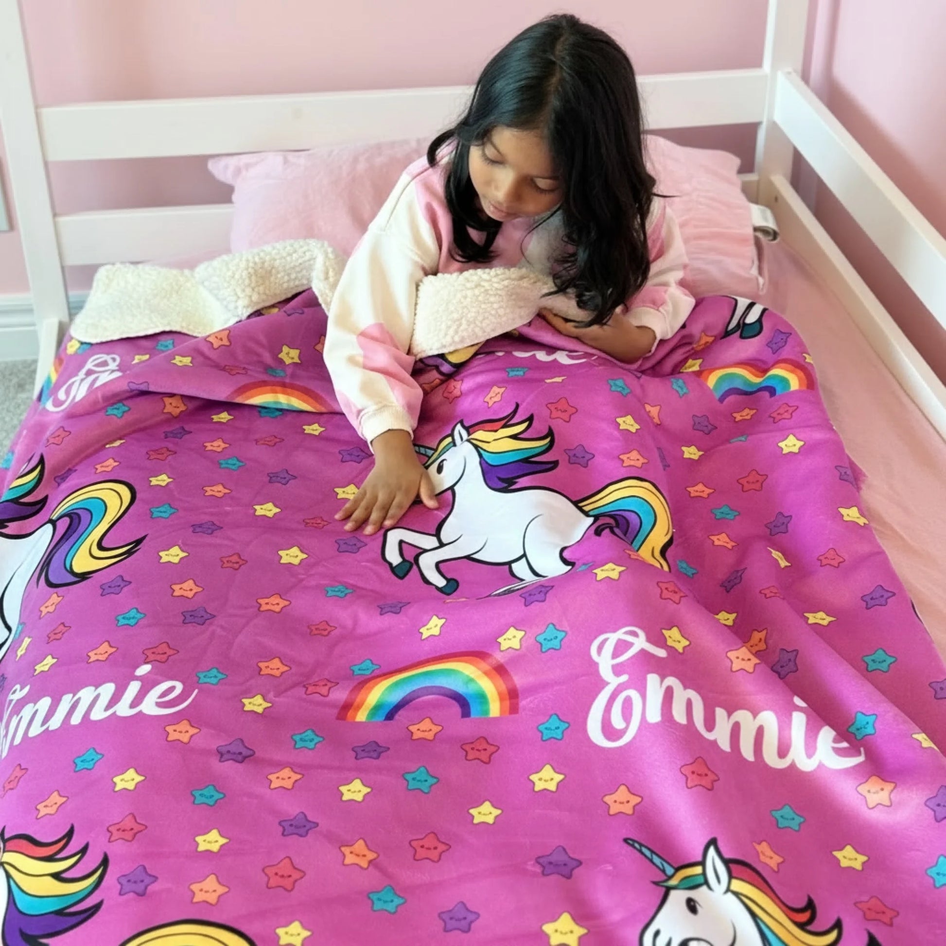 Emmie touching the blanket -1