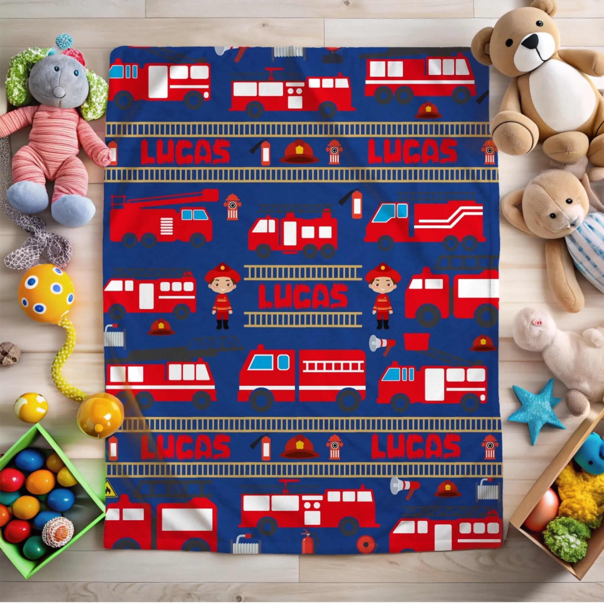 Fire truck blanket - Dark Blue