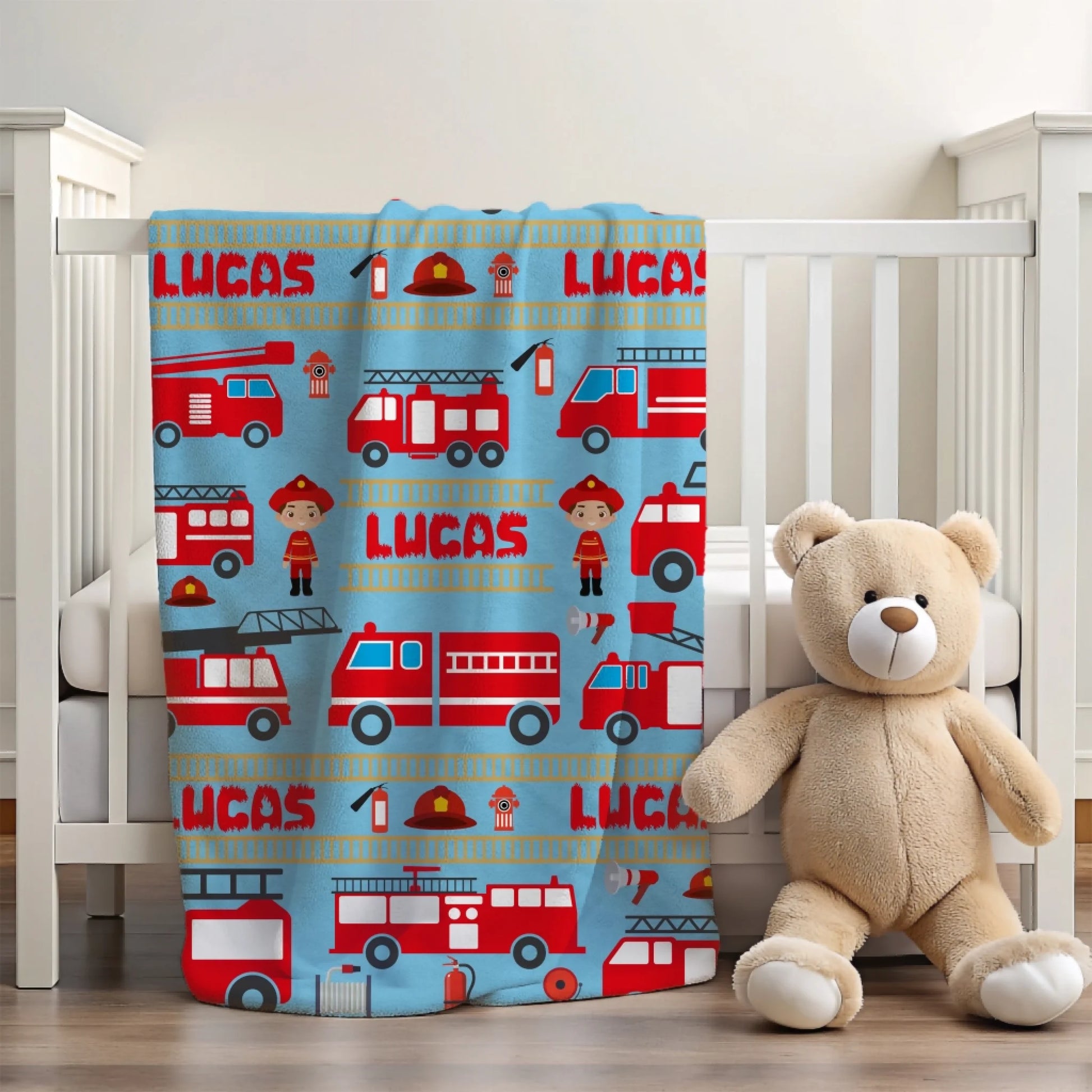 Fire truck blanket - Sky Blue 1