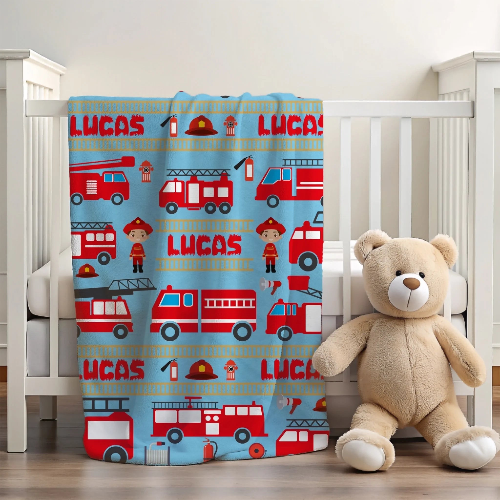 Fire truck blanket - Sky Blue 1