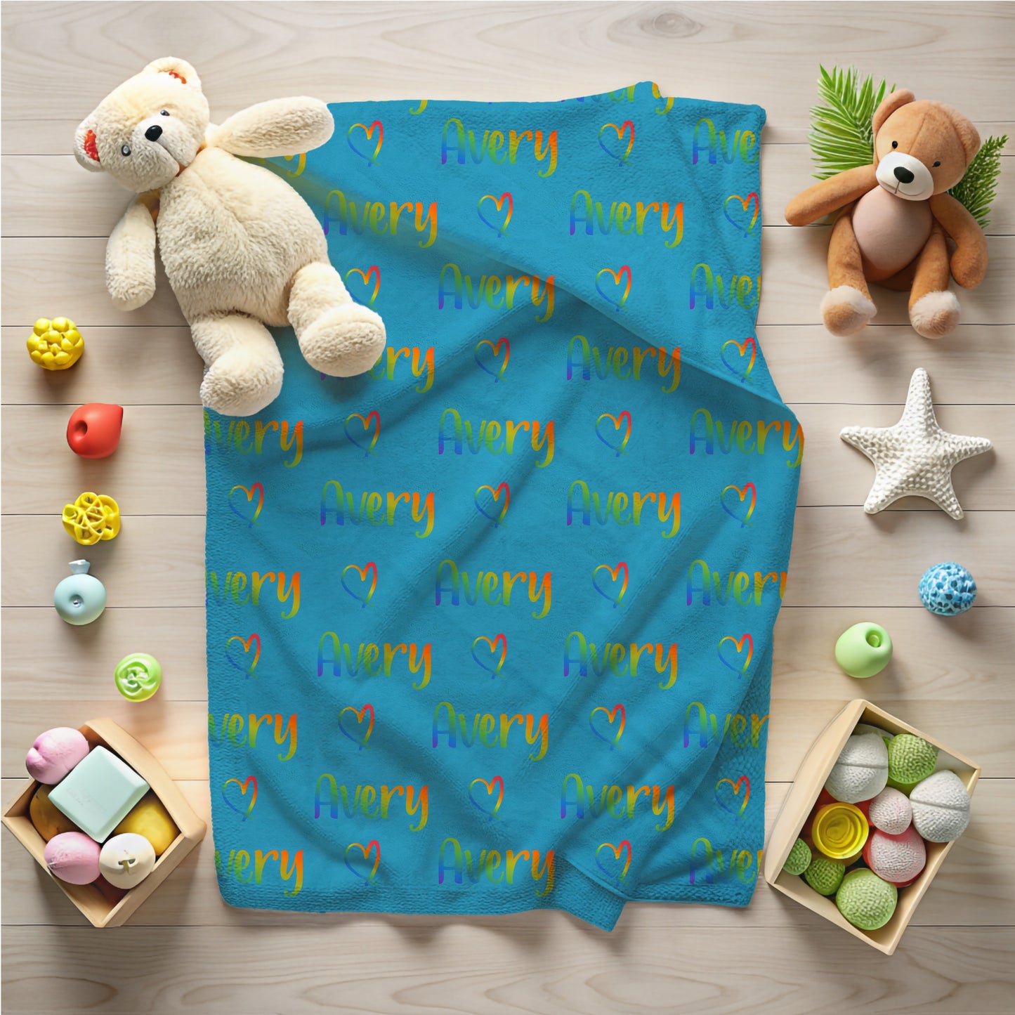 Rainbow Name Blanket