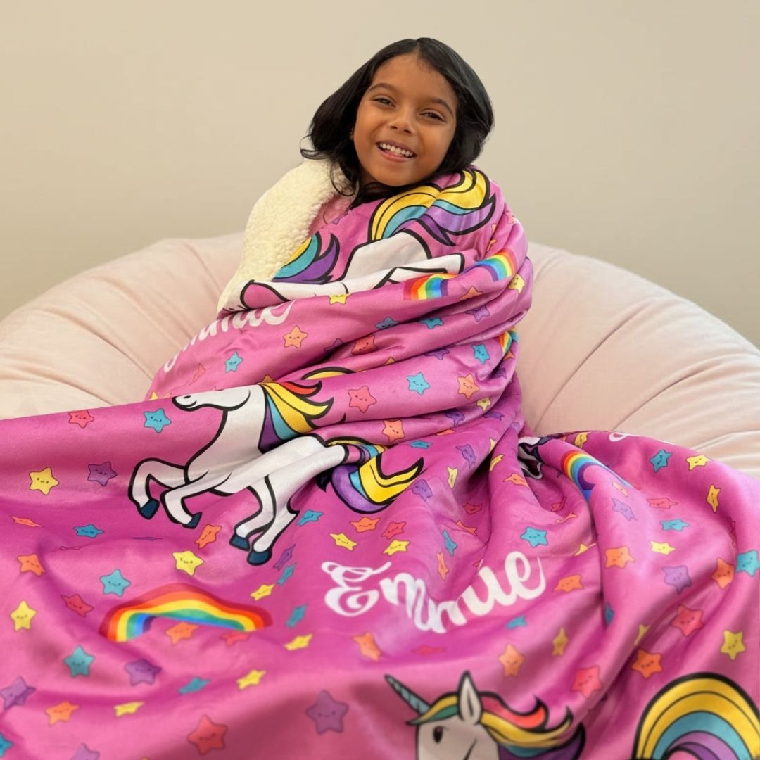 Personalized Kids Unicorn Blanket with Name